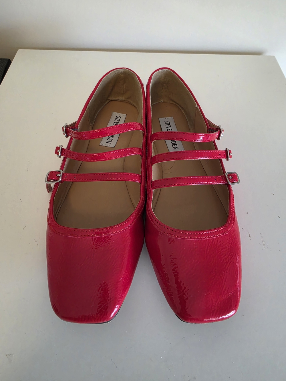 Steve Madden Red Patent  Triple-Strap Mary Janes
